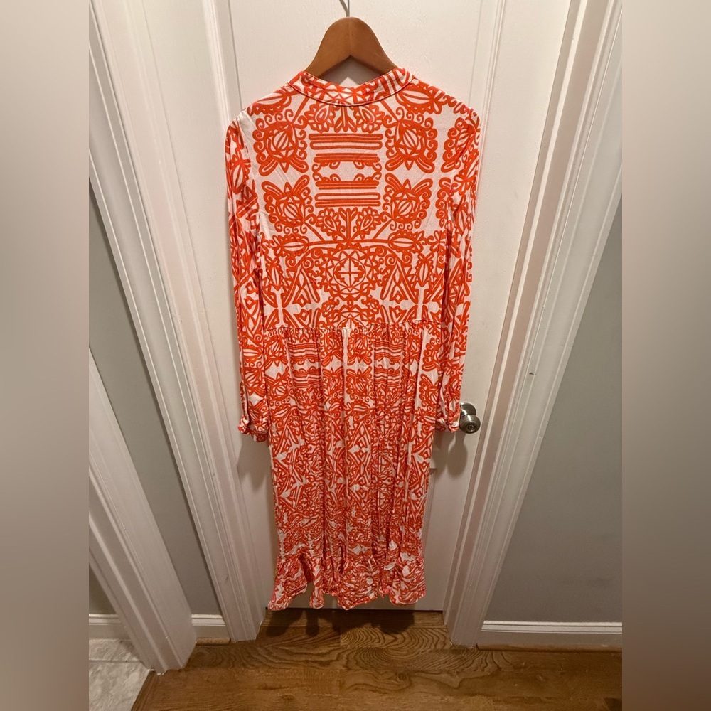 Anthropologie Orange Ruffled Tiered Sundress size M - Picture 6 of 12